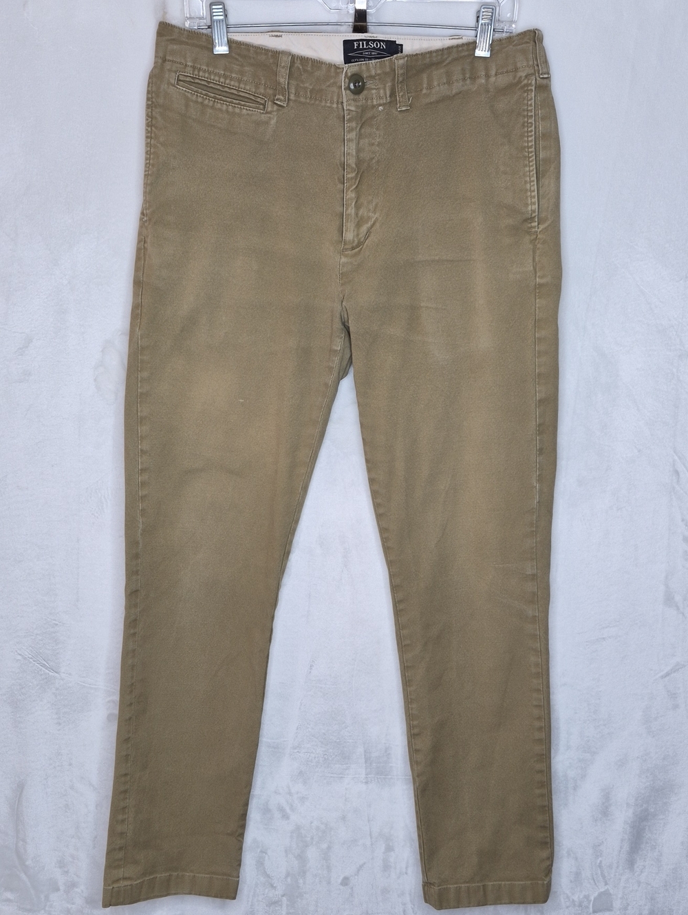Filson Trim Fit Flat Front Cotton Chino Trousers Tan - 32x32